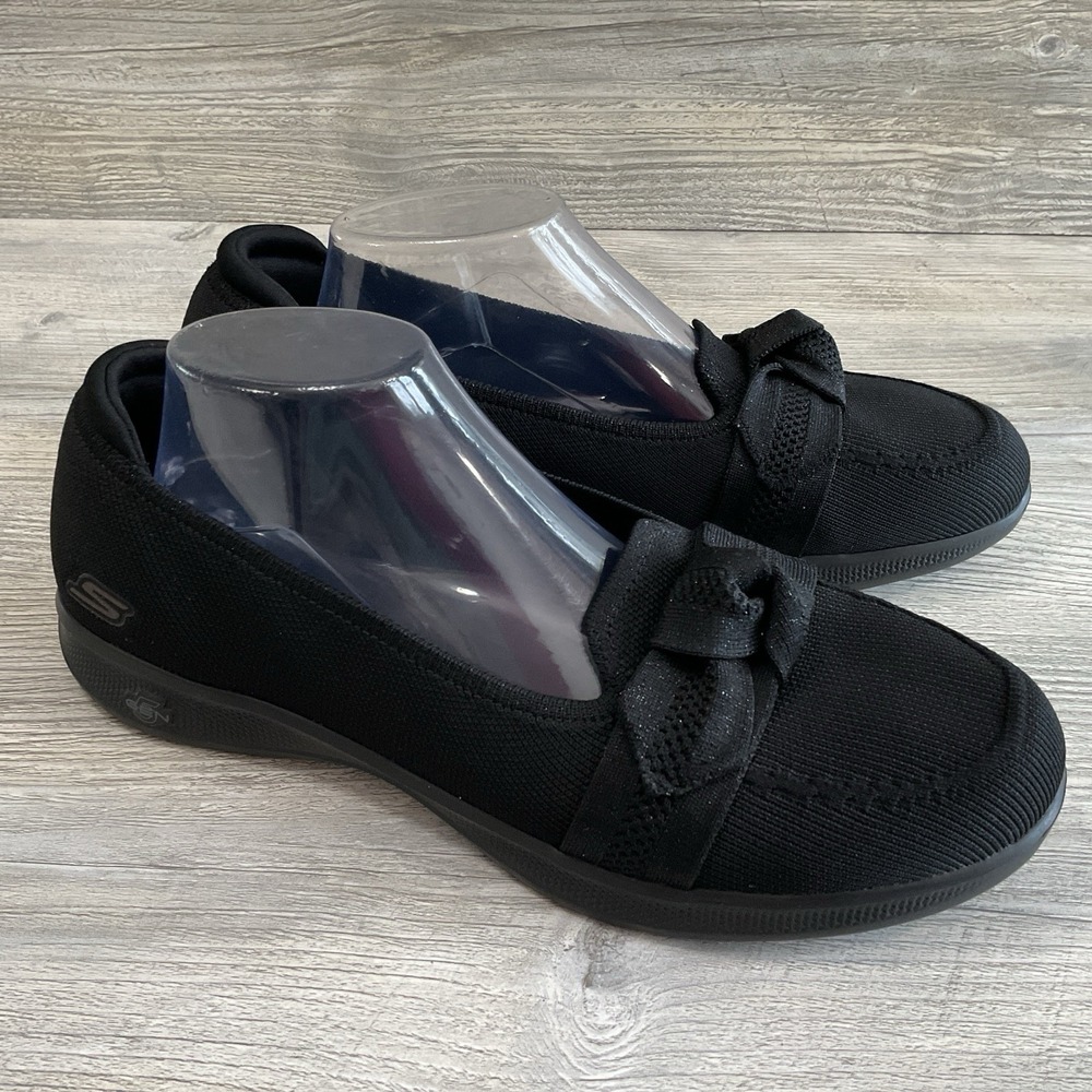Skechers Women's Size 11 Cleo Taylor Black Loafer Slip On Shoes 137582 Black Bow